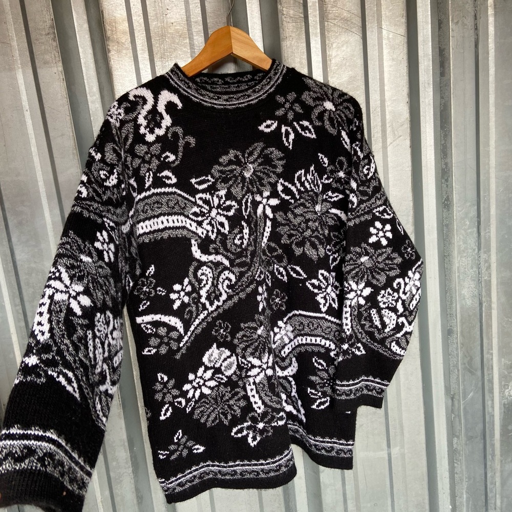 Vintage Abstract Floral Oversized Sweater